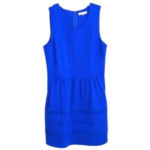 Madewell Dress Women's Size M Blue Sleeveless Raw Edge Pockets Knit Sheath Boho